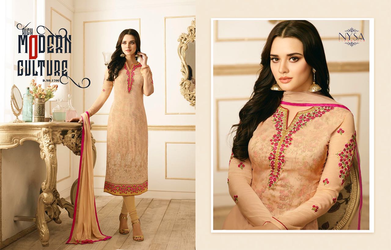 Nysa Vol-8 By Nysa Lifestyle 1701 To 1707 Series Designer Colorful Stylish Beautiful Party Wear & Ethnic Wear Georgette Dresses At Wholesale Price