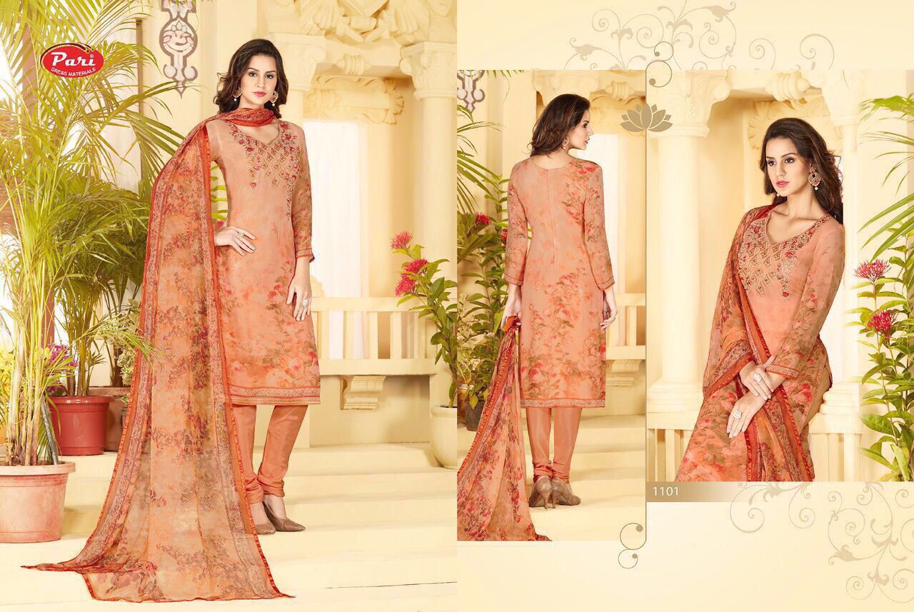 Pari 1100 Series By Pari Fashion 1101 To 1109 Series Beautiful Pakistani Suits With Embroidered Work & Digital Print Occasional Wear Pure Georgette Dresses At Wholesale Price