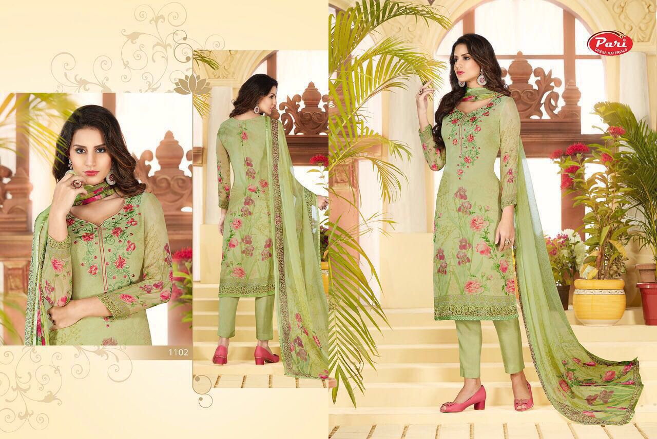 Pari 1100 Series By Pari Fashion 1101 To 1109 Series Beautiful Pakistani Suits With Embroidered Work & Digital Print Occasional Wear Pure Georgette Dresses At Wholesale Price