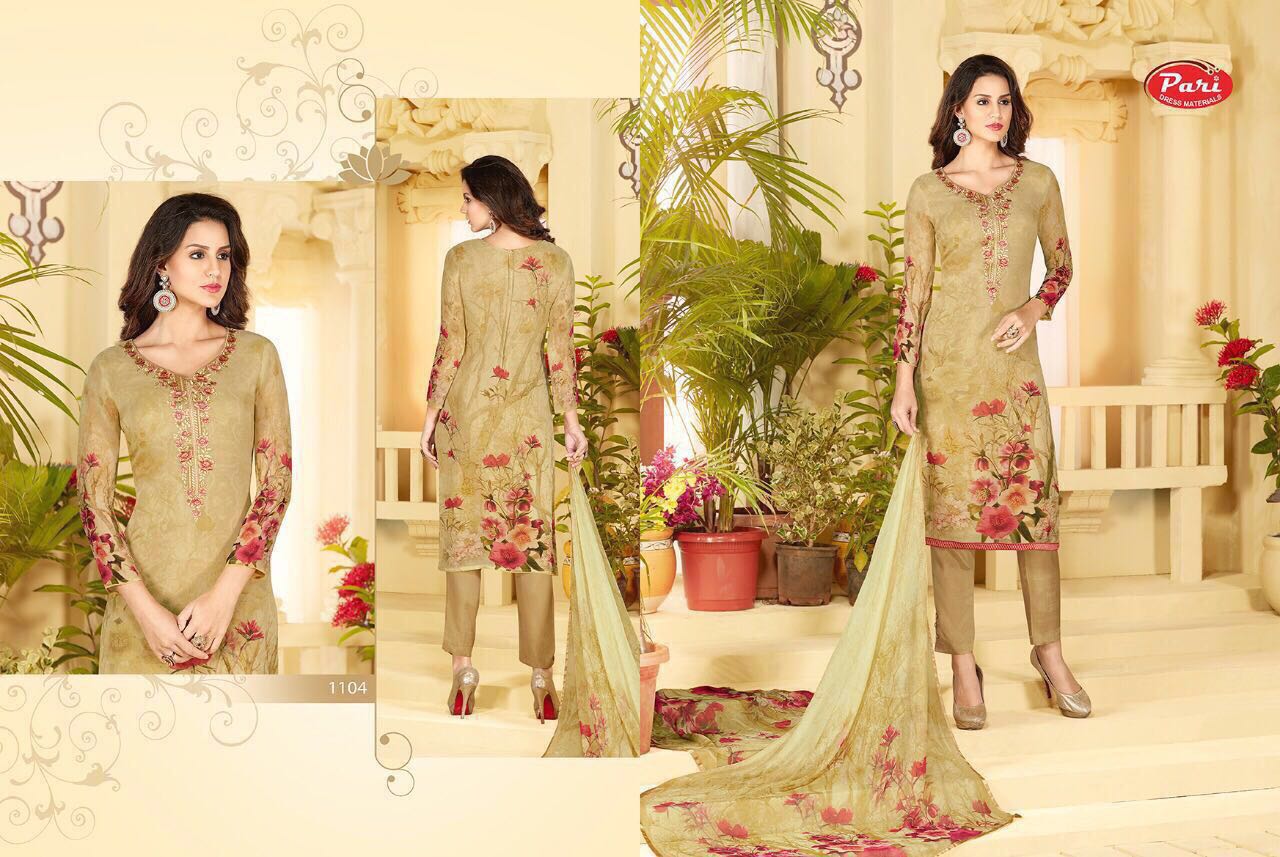 Pari 1100 Series By Pari Fashion 1101 To 1109 Series Beautiful Pakistani Suits With Embroidered Work & Digital Print Occasional Wear Pure Georgette Dresses At Wholesale Price