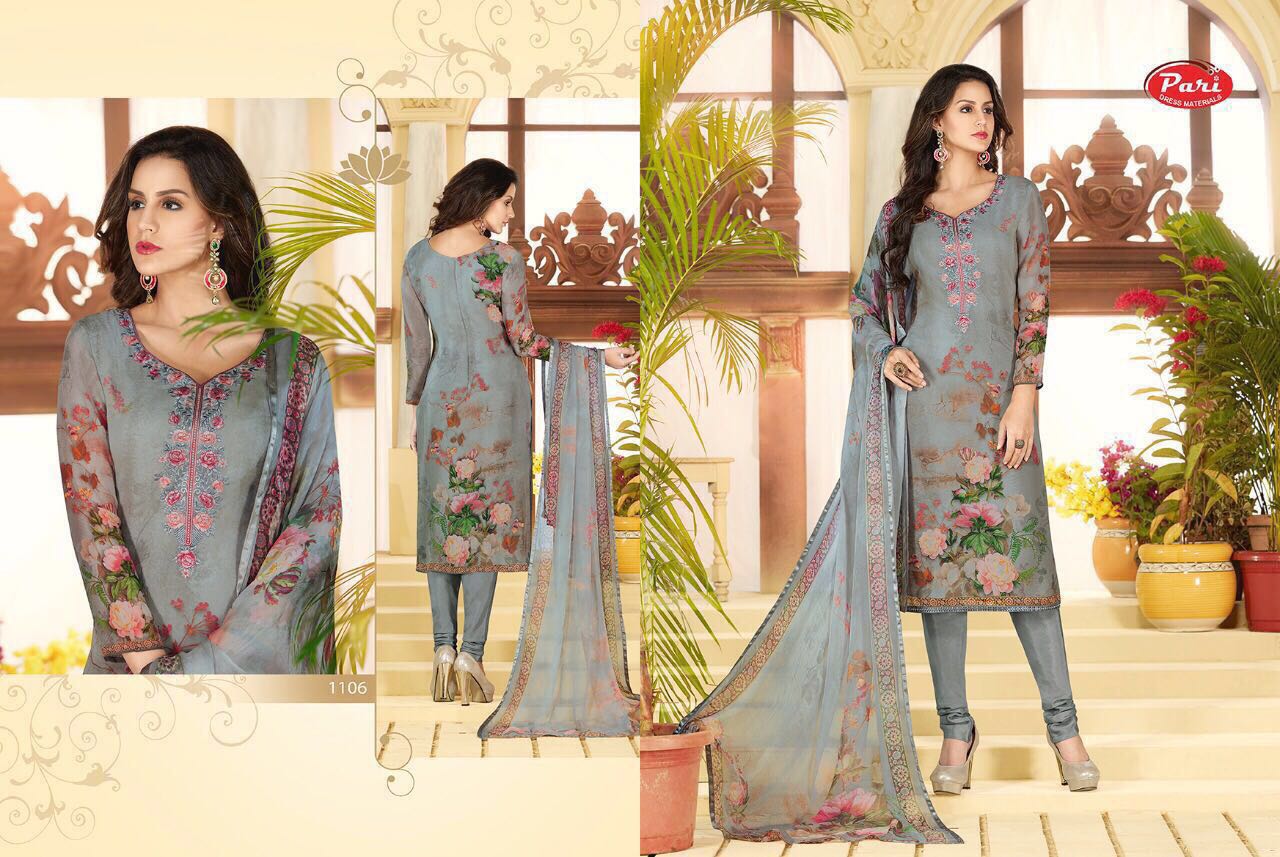 Pari 1100 Series By Pari Fashion 1101 To 1109 Series Beautiful Pakistani Suits With Embroidered Work & Digital Print Occasional Wear Pure Georgette Dresses At Wholesale Price
