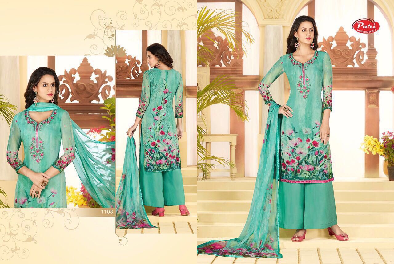 Pari 1100 Series By Pari Fashion 1101 To 1109 Series Beautiful Pakistani Suits With Embroidered Work & Digital Print Occasional Wear Pure Georgette Dresses At Wholesale Price