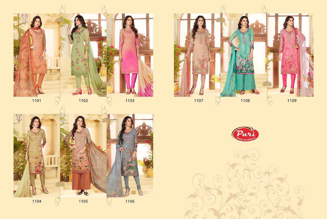 Pari 1100 Series By Pari Fashion 1101 To 1109 Series Beautiful Pakistani Suits With Embroidered Work & Digital Print Occasional Wear Pure Georgette Dresses At Wholesale Price