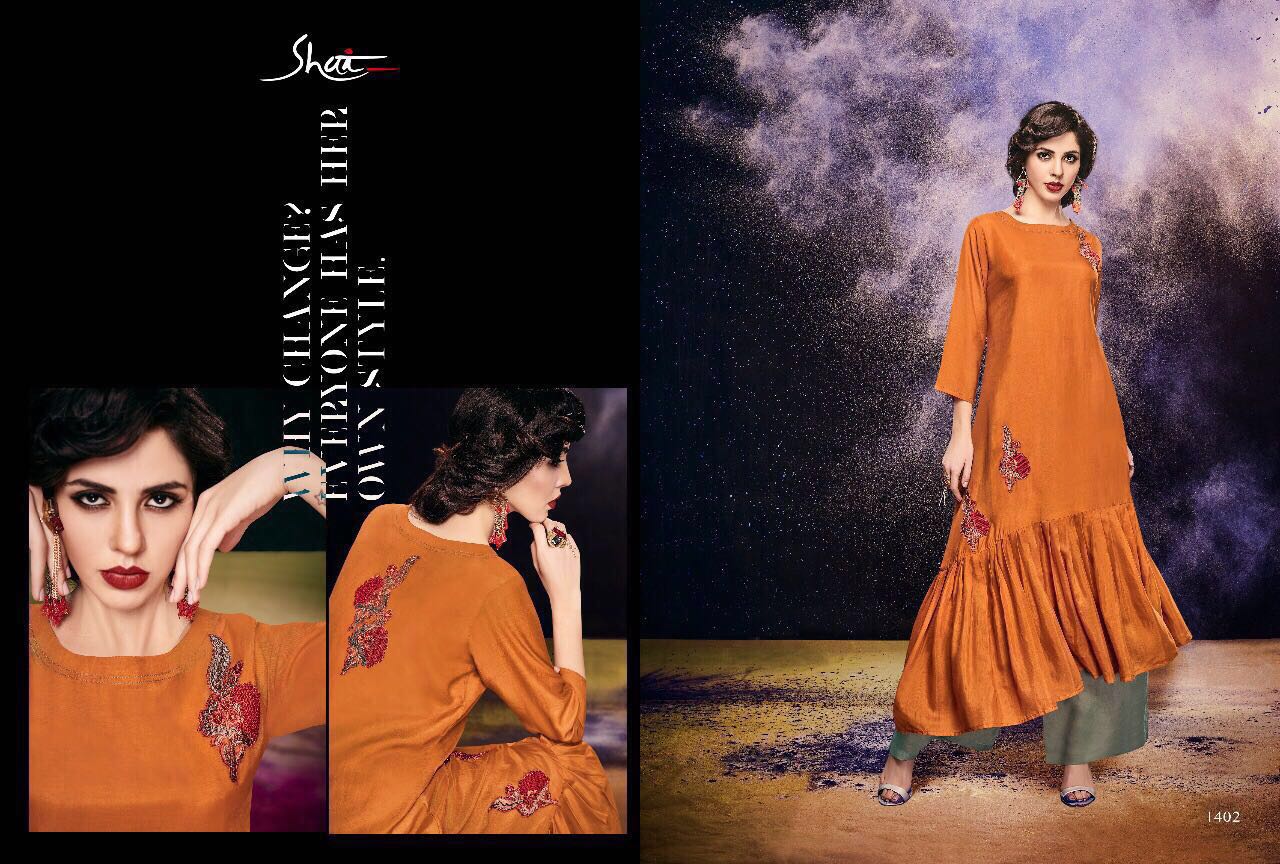 Paridhan By Shai 1401 To 1411 Series Stylish Designer Beautiful Colorful Fancy Party Wear & Ethnic Wear Heavy Cotton Kurtis & Palazzos At Wholesale Price