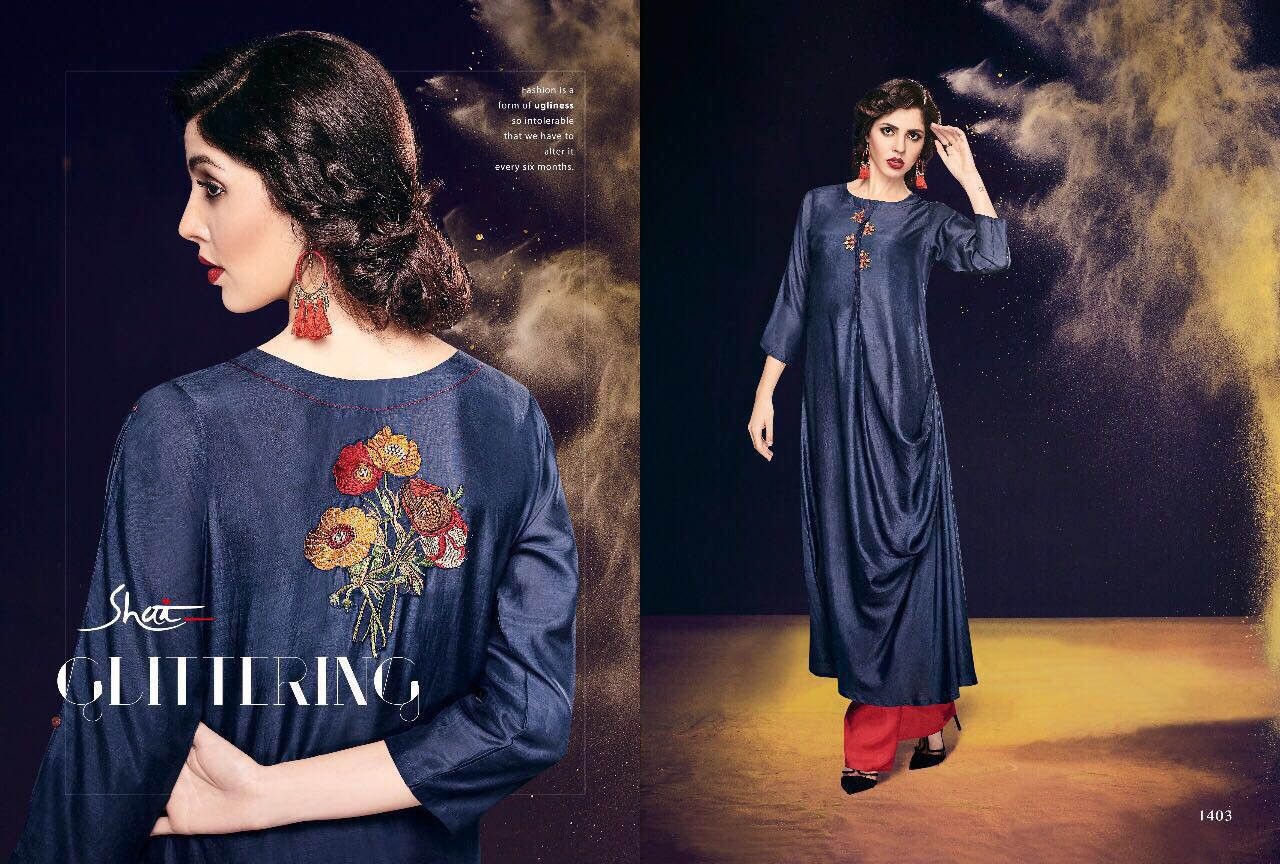 Paridhan By Shai 1401 To 1411 Series Stylish Designer Beautiful Colorful Fancy Party Wear & Ethnic Wear Heavy Cotton Kurtis & Palazzos At Wholesale Price