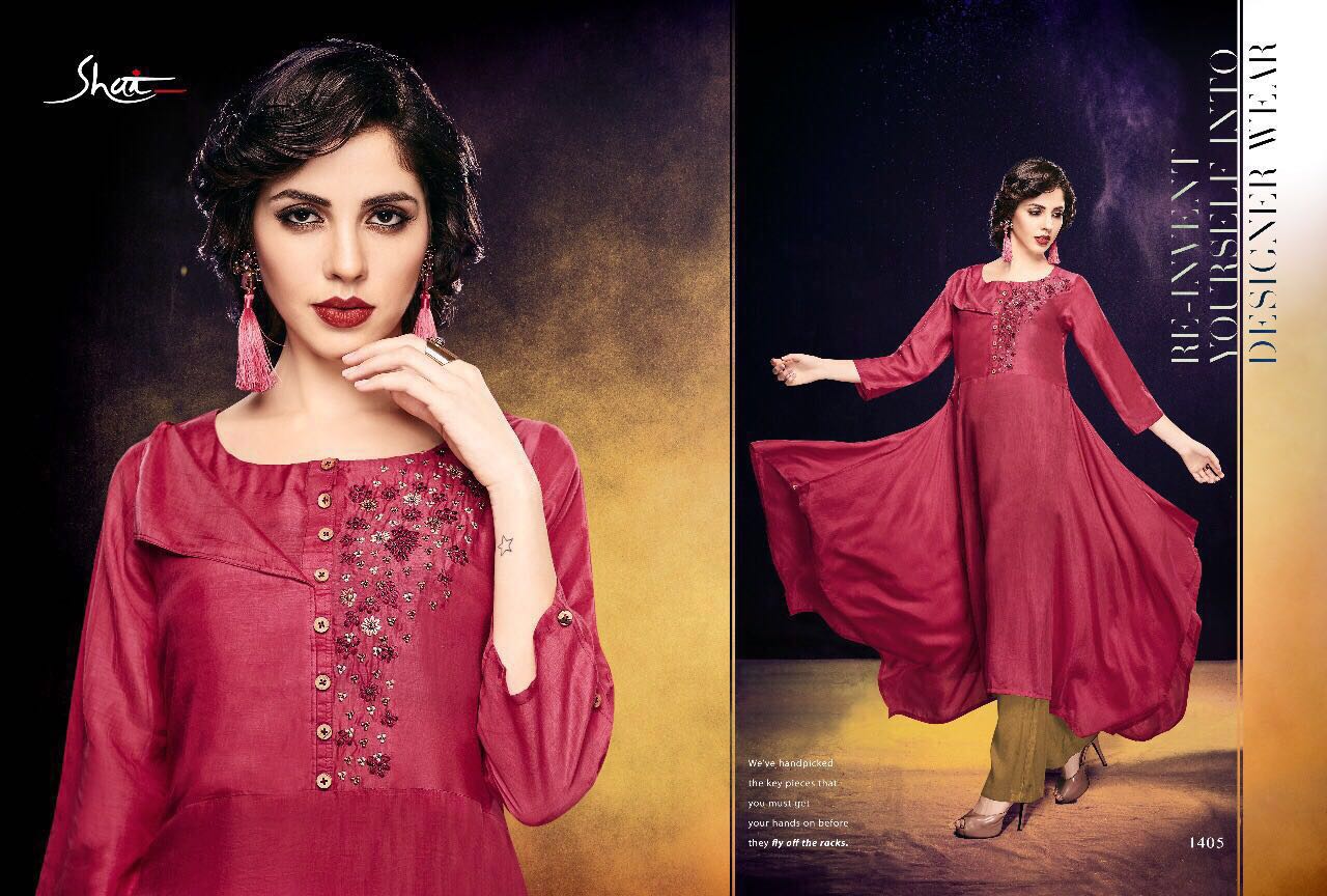 Paridhan By Shai 1401 To 1411 Series Stylish Designer Beautiful Colorful Fancy Party Wear & Ethnic Wear Heavy Cotton Kurtis & Palazzos At Wholesale Price