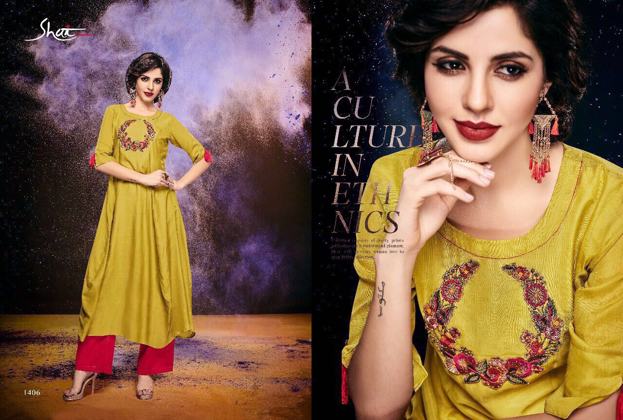 Paridhan By Shai 1401 To 1411 Series Stylish Designer Beautiful Colorful Fancy Party Wear & Ethnic Wear Heavy Cotton Kurtis & Palazzos At Wholesale Price