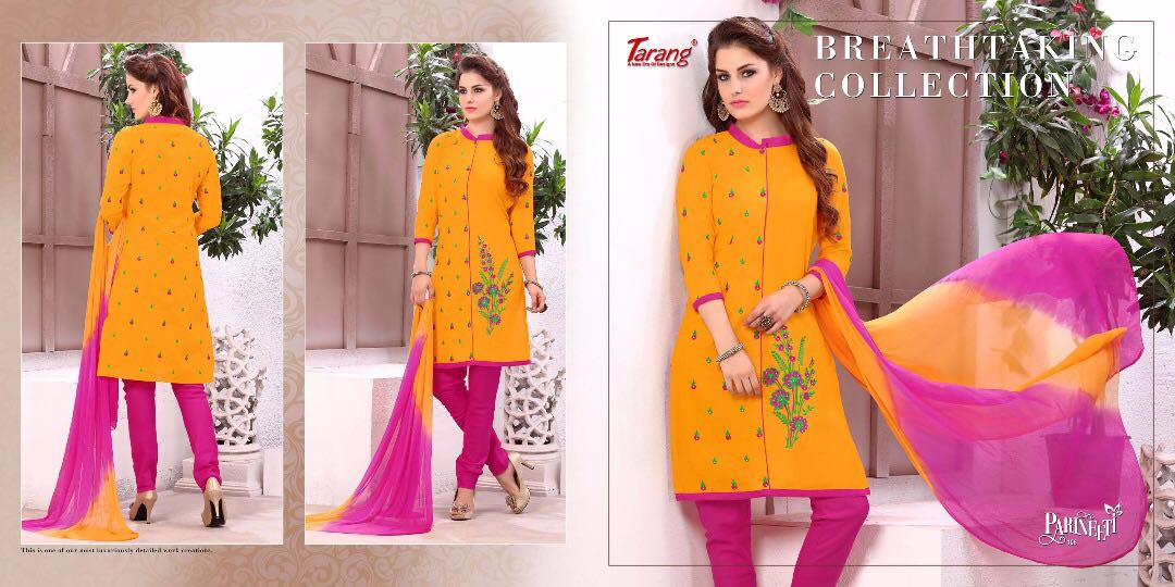 Parineeti By Tarang 101 To 108 Series Patiyala Suits Stylish Colorful Beautiful Fancy Party Wear & Ethnic Wear Glace Cotton Dresses At Wholesale Price