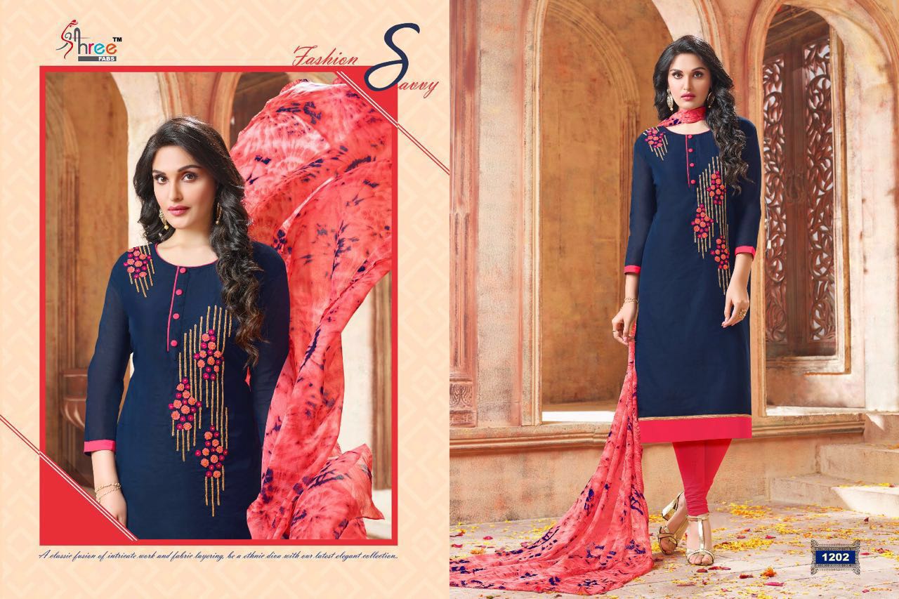 Parisha By Shree Fabs 1201 To 1213 Series Beautiful Stylish Designer Embroidered Party Wear Casual Wear Chanderi Cotton Dresses At Wholesale Price