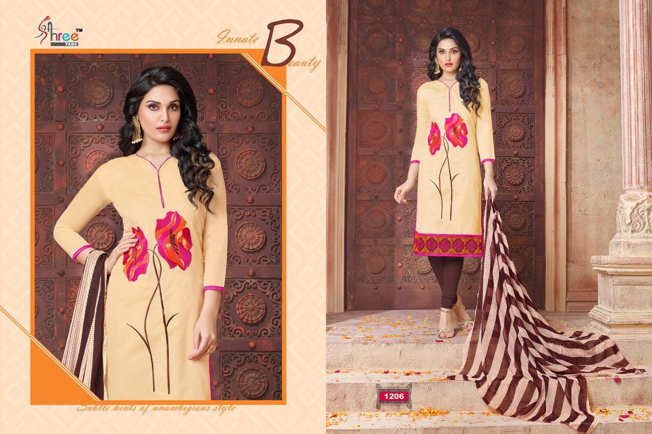Parisha By Shree Fabs 1201 To 1213 Series Beautiful Stylish Designer Embroidered Party Wear Casual Wear Chanderi Cotton Dresses At Wholesale Price