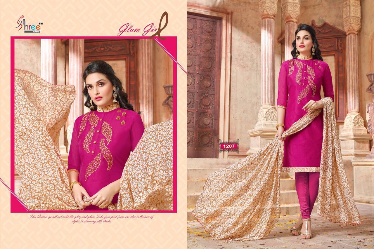 Parisha By Shree Fabs 1201 To 1213 Series Beautiful Stylish Designer Embroidered Party Wear Casual Wear Chanderi Cotton Dresses At Wholesale Price