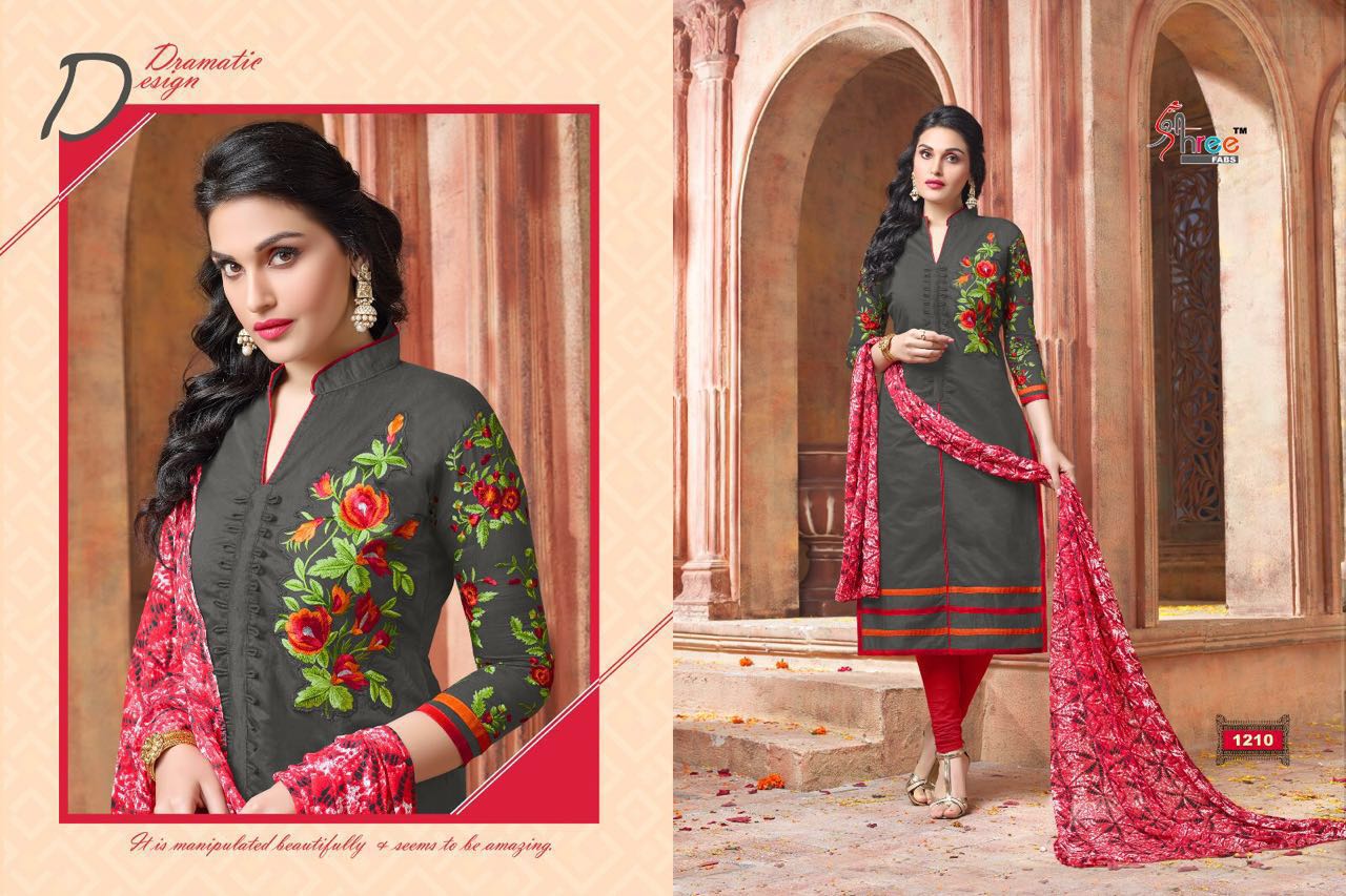 Parisha By Shree Fabs 1201 To 1213 Series Beautiful Stylish Designer Embroidered Party Wear Casual Wear Chanderi Cotton Dresses At Wholesale Price