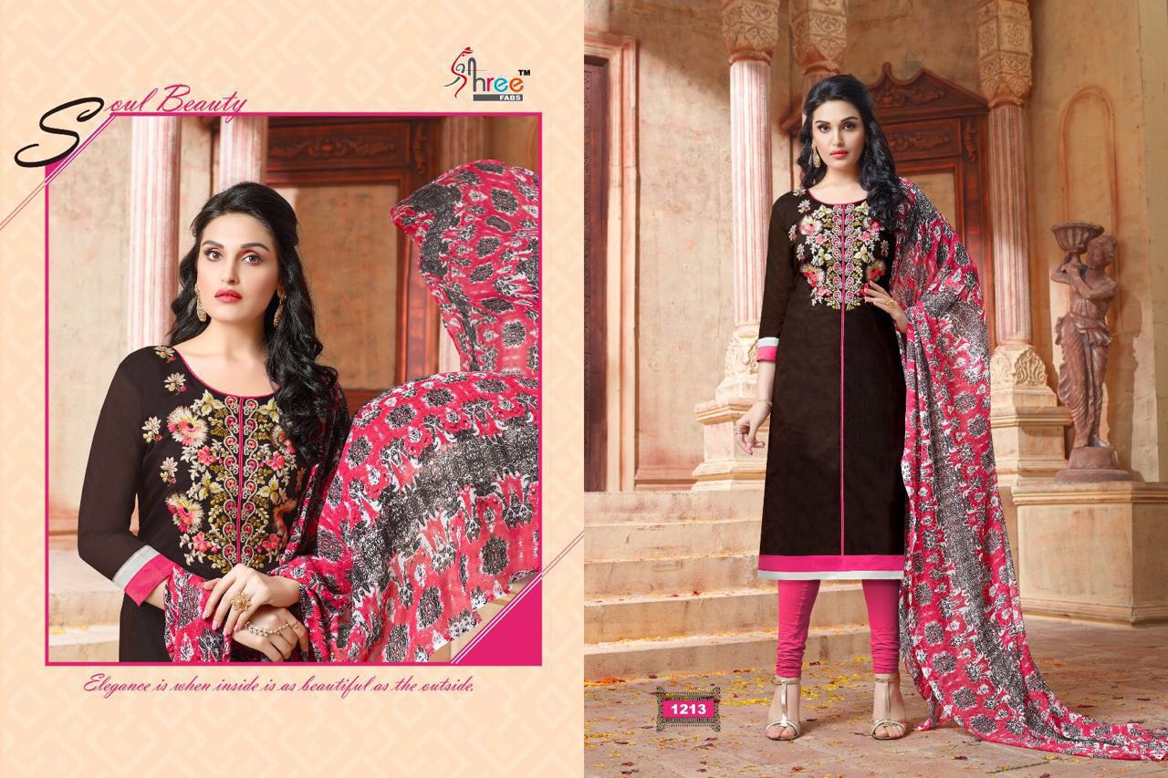 Parisha By Shree Fabs 1201 To 1213 Series Beautiful Stylish Designer Embroidered Party Wear Casual Wear Chanderi Cotton Dresses At Wholesale Price