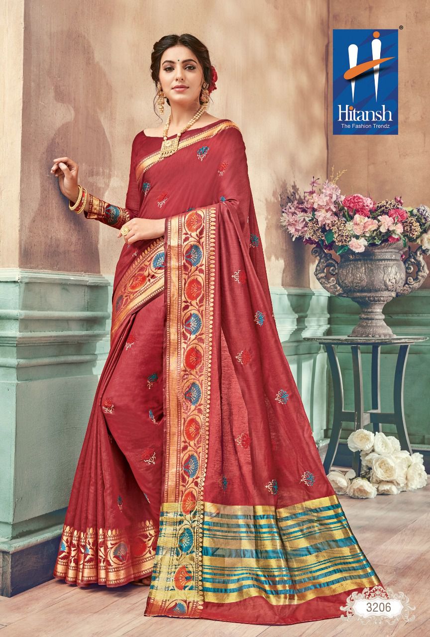 Pashmina Vol-1 By Hitansh 3201 To 3210 Series Designer Colorful Beautiful Traditional Wear & Occasional Wear Fancy Work Sarees At Wholesale Price