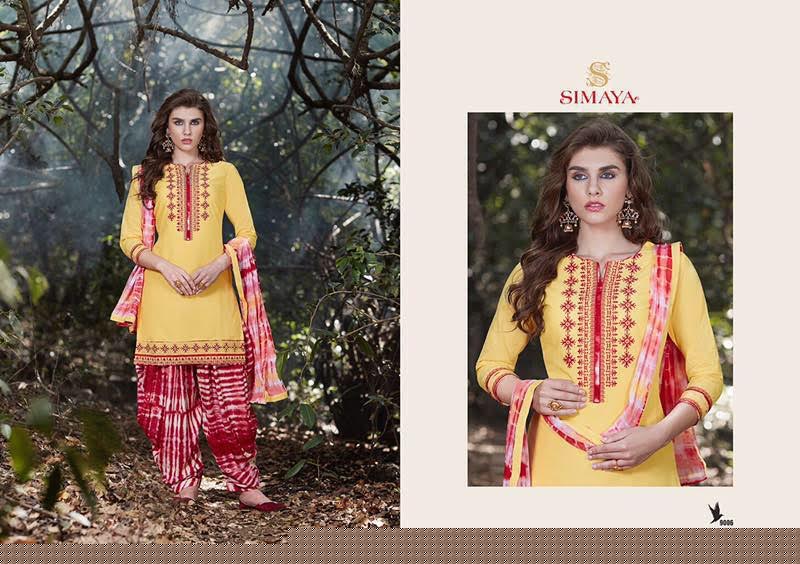 Patiala City 9001 To 9011 Series By Simaya Fashion Beautiful Embroidered Colorful Stylish Pretty Party Wear Casual Wear Occasional Wear Printed Cotton Patiala Dresses At Wholesale Price