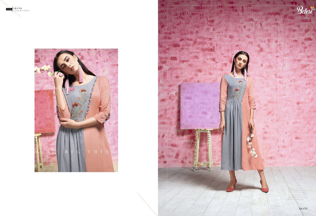Petels By Bdesi 69 To 78 Series Designer Stylish Fancy Beautiful Colorful Party Wear & Ethnic Wear Rayon Slub Embroidered Kurtis At Wholesale Price