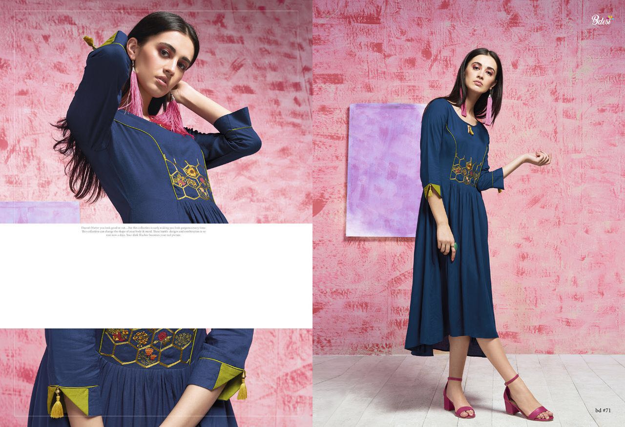 Petels By Bdesi 69 To 78 Series Designer Stylish Fancy Beautiful Colorful Party Wear & Ethnic Wear Rayon Slub Embroidered Kurtis At Wholesale Price