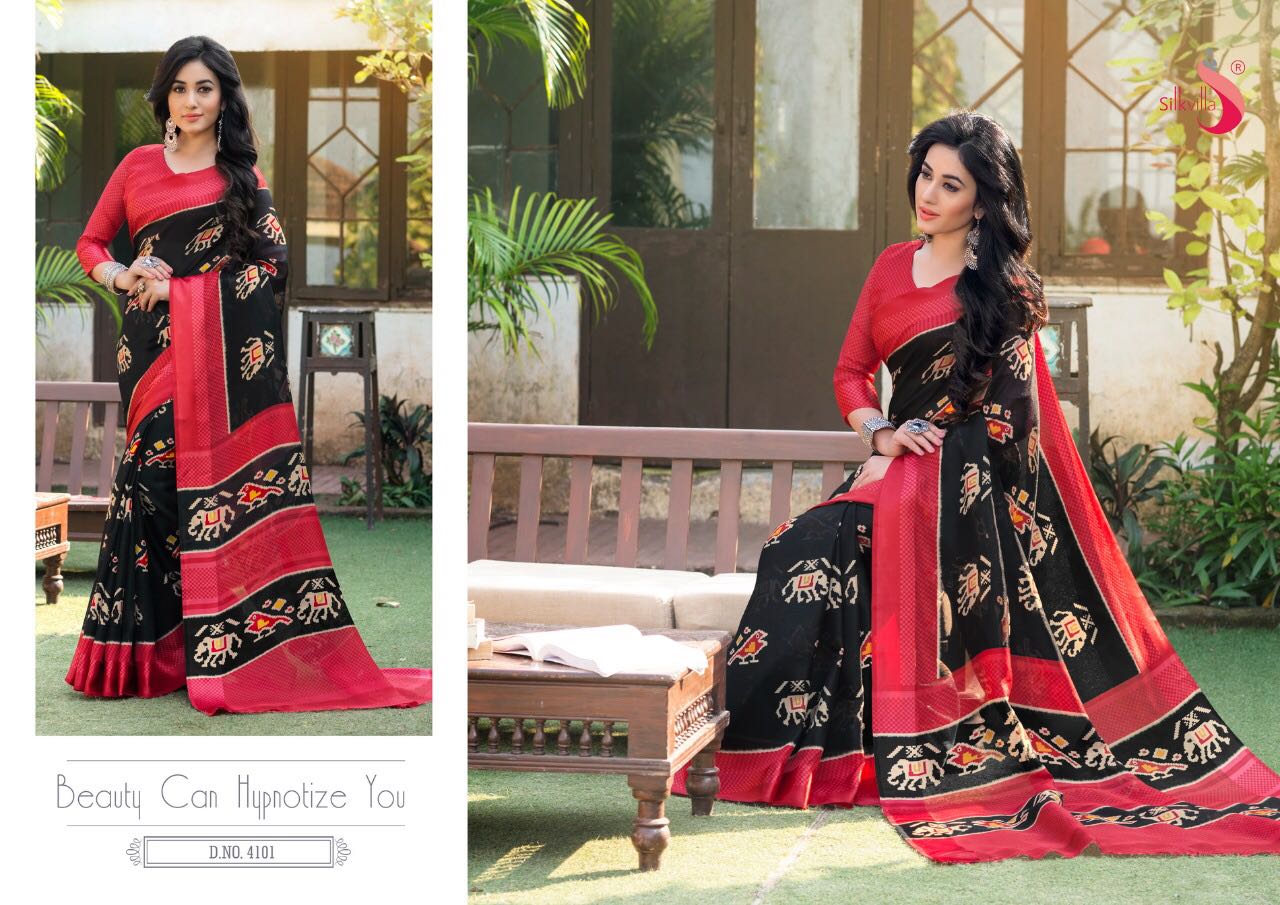 Pikasso By Silkvilla 4101 To 4111 Series Designer Beautiful Colorful Fancy Ethnic Wear & Party Wear Printed Jute Satin Border Sarees At Wholesale Price