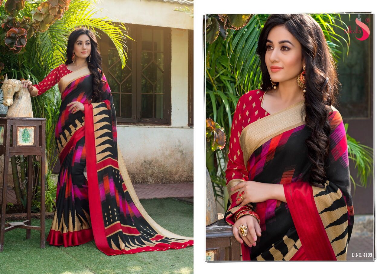 Pikasso By Silkvilla 4101 To 4111 Series Designer Beautiful Colorful Fancy Ethnic Wear & Party Wear Printed Jute Satin Border Sarees At Wholesale Price