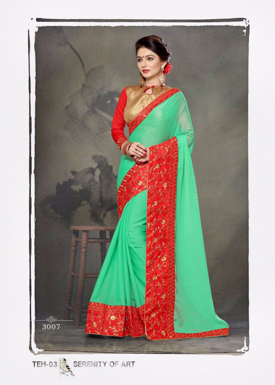 Platinum By Right One Fashion 3001 To 3012 Series Indian Beautiful Colorful Fancy Traditional Wear & Party Wear Two Tone Chiffon Embroidered Sarees At Wholesale Price