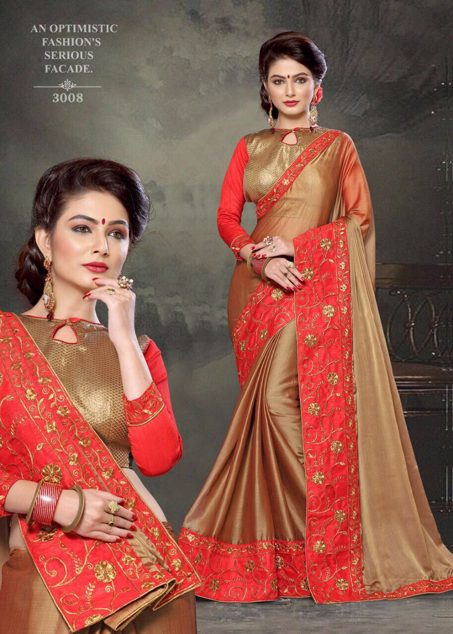 Platinum By Right One Fashion 3001 To 3012 Series Indian Beautiful Colorful Fancy Traditional Wear & Party Wear Two Tone Chiffon Embroidered Sarees At Wholesale Price