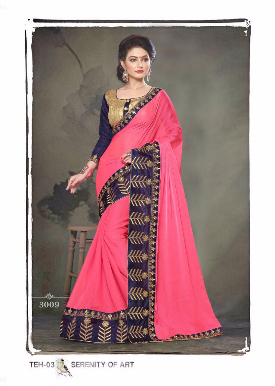Platinum By Right One Fashion 3001 To 3012 Series Indian Beautiful Colorful Fancy Traditional Wear & Party Wear Two Tone Chiffon Embroidered Sarees At Wholesale Price