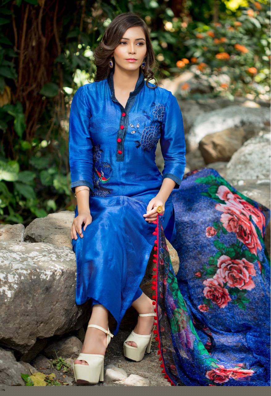 Preet Collection By Rvee Gold 217 To 224 Series Stylish Designer Beautiful Embroidered Party Wear & Occasional Wear Pure Bemberg Russian Silk Dresses At Wholesale Price