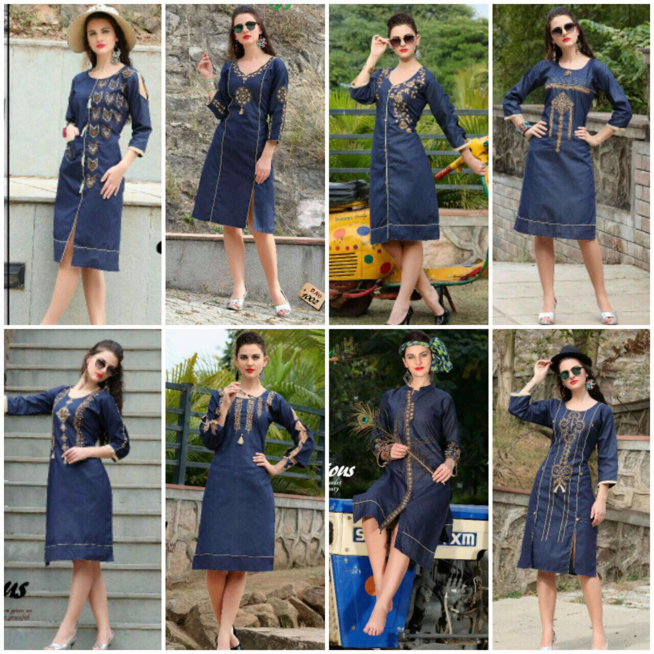Princess Vol-3 By Viratra Tex 301 To 308 Series Beautiful Colorful Fancy Casual Wear & Ethnic Wear Denim Work Kurtis At Wholesale Price