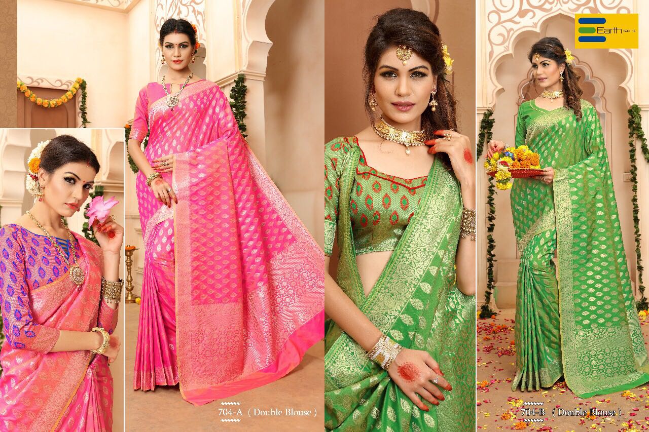 Rainbow By Earth 701-a To 707-c Series Beautiful Indian Designer Festive Collection Occasional Wear Pure Banarasi Silk Printed Sarees At Wholesale Price