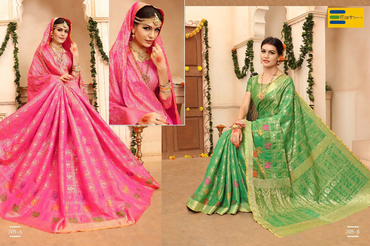 Rainbow By Earth 701-a To 707-c Series Beautiful Indian Designer Festive Collection Occasional Wear Pure Banarasi Silk Printed Sarees At Wholesale Price