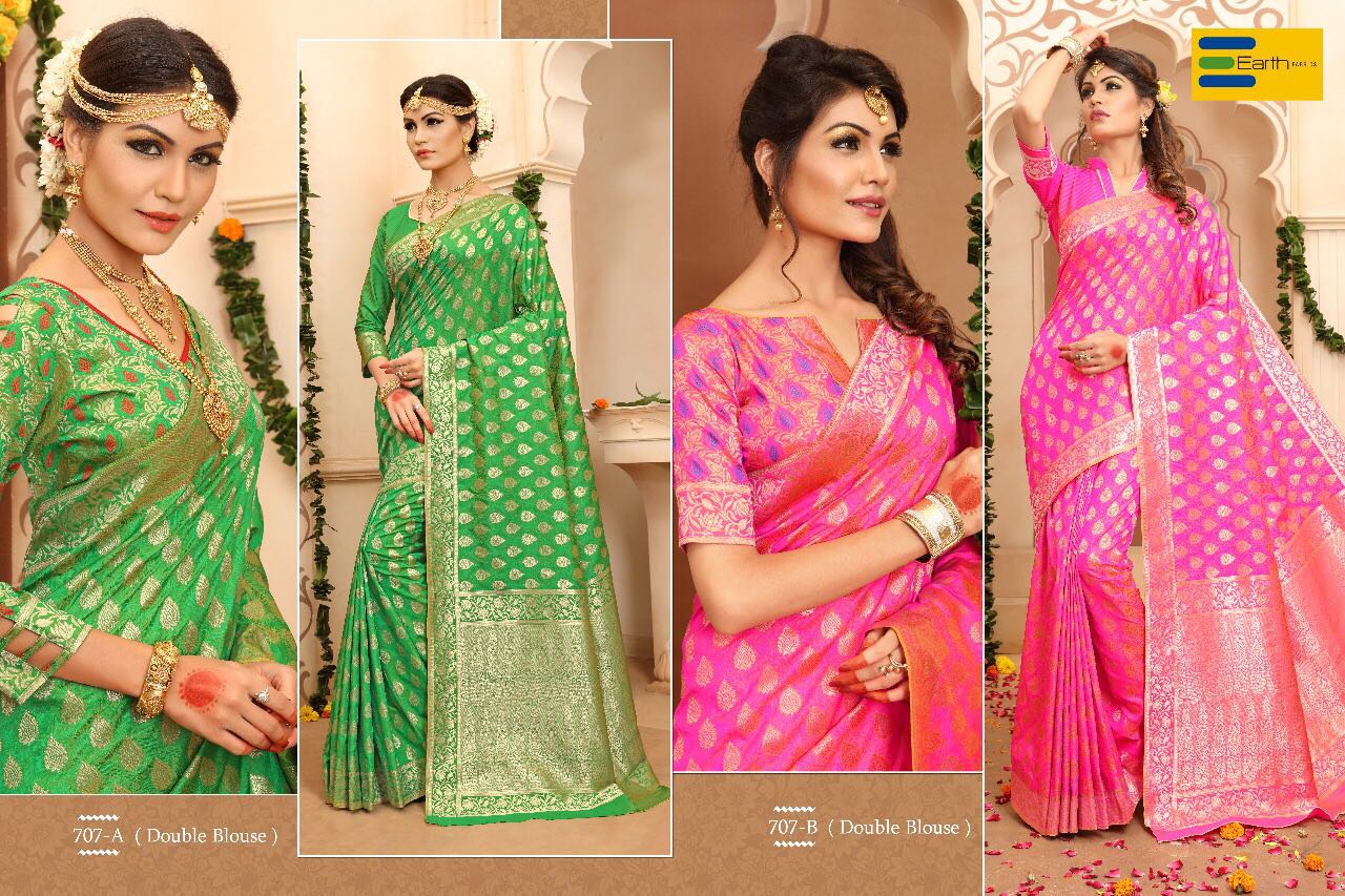 Rainbow By Earth 701-a To 707-c Series Beautiful Indian Designer Festive Collection Occasional Wear Pure Banarasi Silk Printed Sarees At Wholesale Price