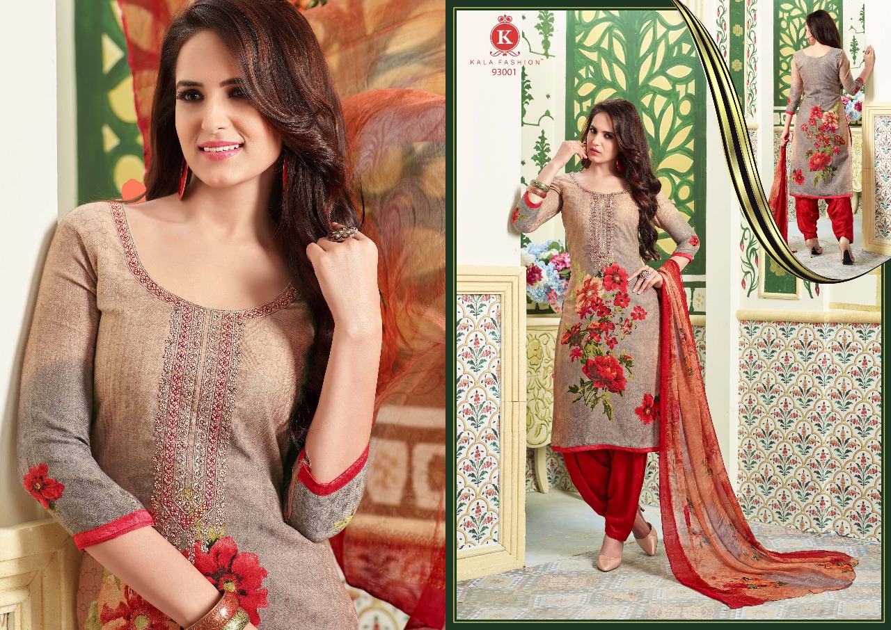 Rajdhani Vol-93 By Kala Fashion 93001 To 93007 Series Patiyala Suits With Embroidery Work Beautiful Colorful Fancy Casual Wear & Winter Wear Pashmina Printed Dresses At Wholesale Price