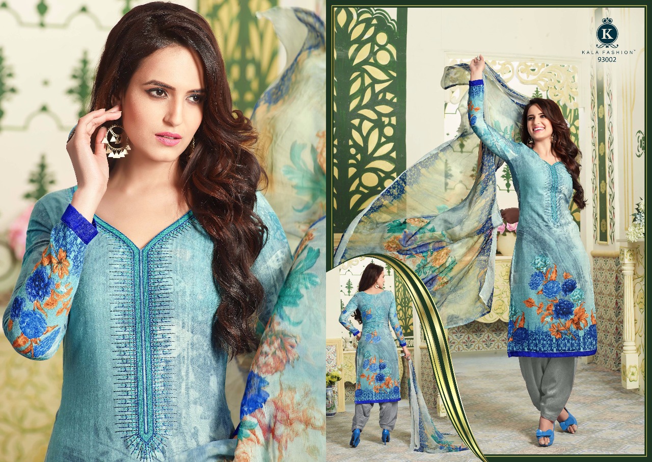 Rajdhani Vol-93 By Kala Fashion 93001 To 93007 Series Patiyala Suits With Embroidery Work Beautiful Colorful Fancy Casual Wear & Winter Wear Pashmina Printed Dresses At Wholesale Price