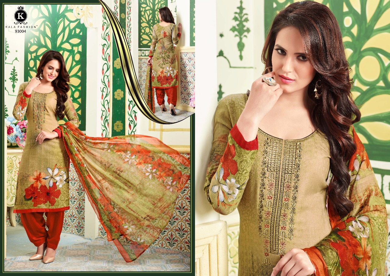 Rajdhani Vol-93 By Kala Fashion 93001 To 93007 Series Patiyala Suits With Embroidery Work Beautiful Colorful Fancy Casual Wear & Winter Wear Pashmina Printed Dresses At Wholesale Price