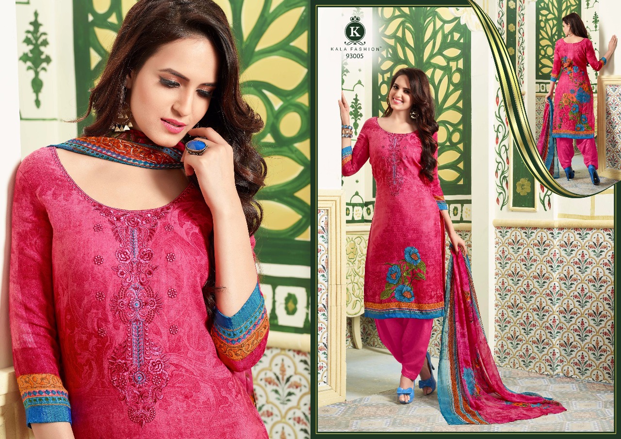 Rajdhani Vol-93 By Kala Fashion 93001 To 93007 Series Patiyala Suits With Embroidery Work Beautiful Colorful Fancy Casual Wear & Winter Wear Pashmina Printed Dresses At Wholesale Price