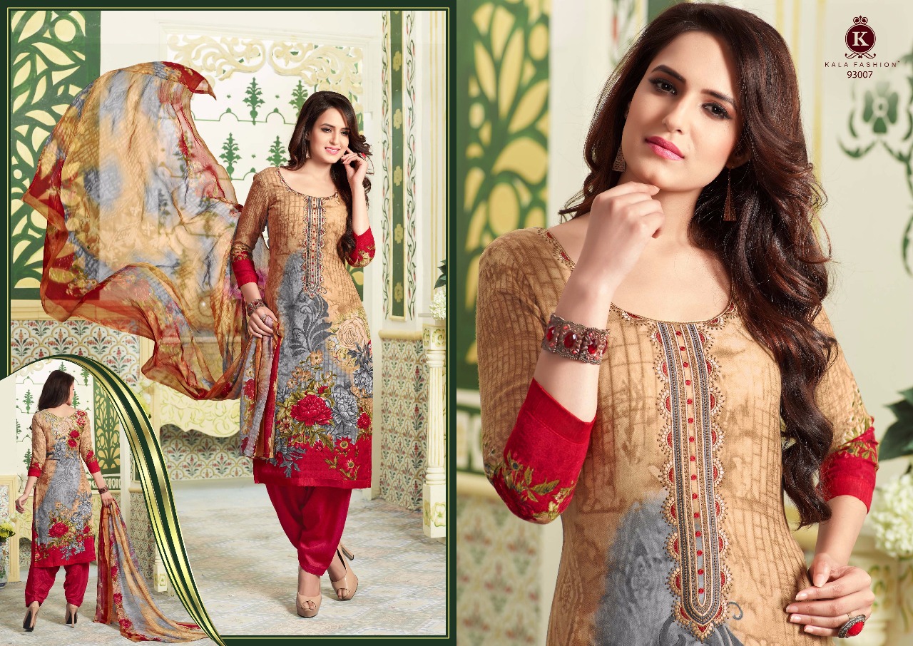 Rajdhani Vol-93 By Kala Fashion 93001 To 93007 Series Patiyala Suits With Embroidery Work Beautiful Colorful Fancy Casual Wear & Winter Wear Pashmina Printed Dresses At Wholesale Price