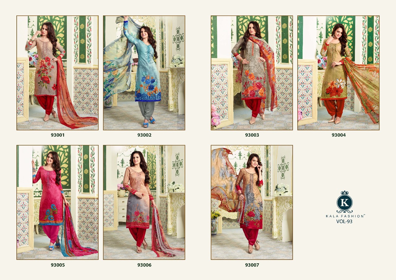 Rajdhani Vol-93 By Kala Fashion 93001 To 93007 Series Patiyala Suits With Embroidery Work Beautiful Colorful Fancy Casual Wear & Winter Wear Pashmina Printed Dresses At Wholesale Price