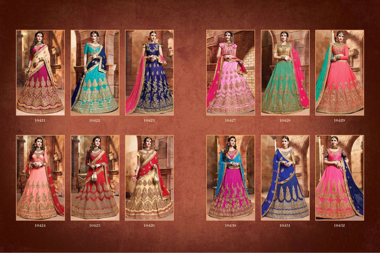Ranisa By Riddhoo Fashion 10421 To 10432 Series Indian Designer Stylish Ethnic Wear Fancy Party Wear & Occasional Wear Silk Wedding Lehengas At Wholesale Price
