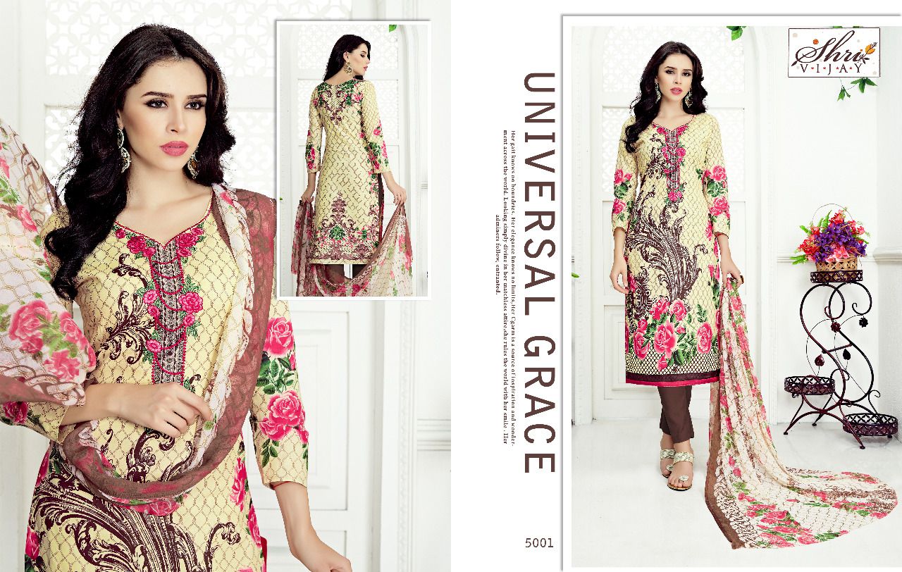 Razeena By Shri Vijay 5001 To 5010 Series Beautiful Stylish Colorful Fancy Ethnic Wear & Casual Wear Cambric Cotton Dresses At Wholesale Price