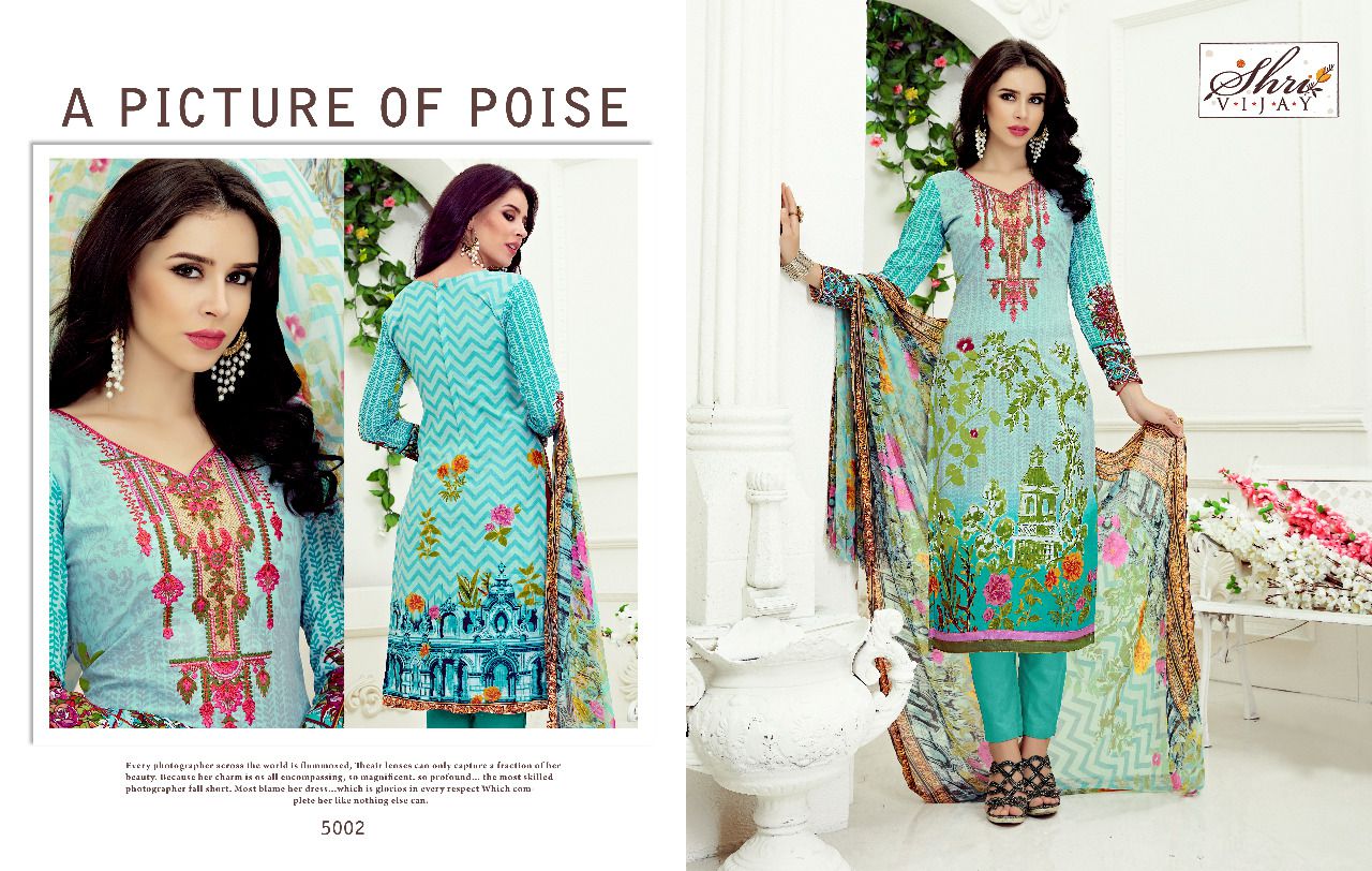 Razeena By Shri Vijay 5001 To 5010 Series Beautiful Stylish Colorful Fancy Ethnic Wear & Casual Wear Cambric Cotton Dresses At Wholesale Price