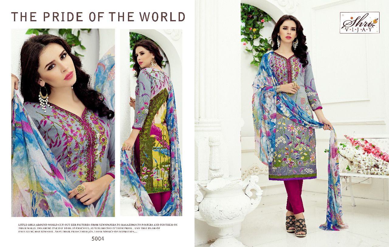 Razeena By Shri Vijay 5001 To 5010 Series Beautiful Stylish Colorful Fancy Ethnic Wear & Casual Wear Cambric Cotton Dresses At Wholesale Price