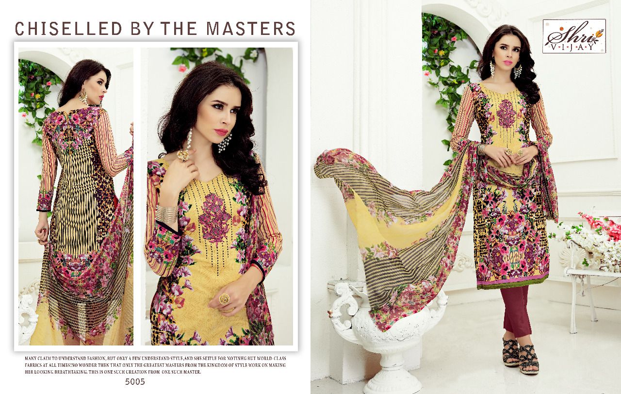 Razeena By Shri Vijay 5001 To 5010 Series Beautiful Stylish Colorful Fancy Ethnic Wear & Casual Wear Cambric Cotton Dresses At Wholesale Price