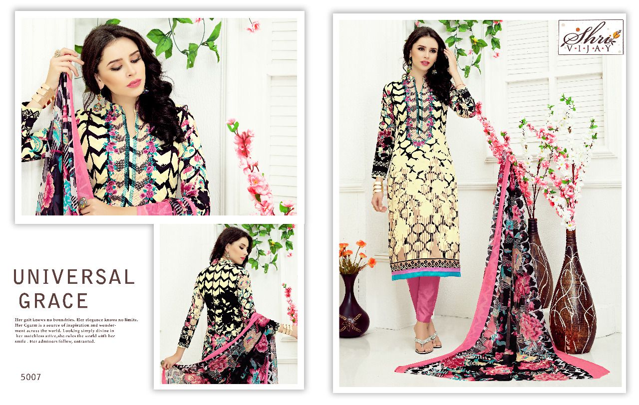 Razeena By Shri Vijay 5001 To 5010 Series Beautiful Stylish Colorful Fancy Ethnic Wear & Casual Wear Cambric Cotton Dresses At Wholesale Price
