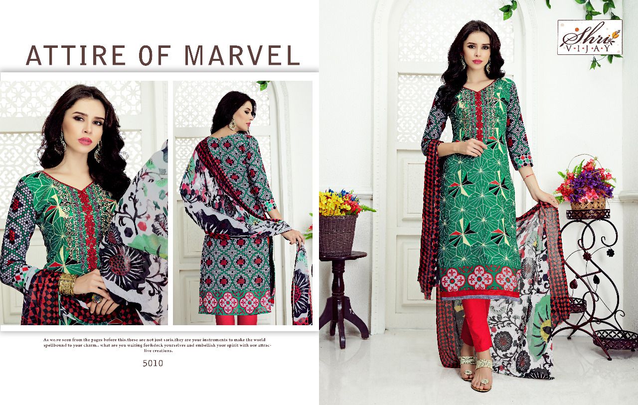 Razeena By Shri Vijay 5001 To 5010 Series Beautiful Stylish Colorful Fancy Ethnic Wear & Casual Wear Cambric Cotton Dresses At Wholesale Price