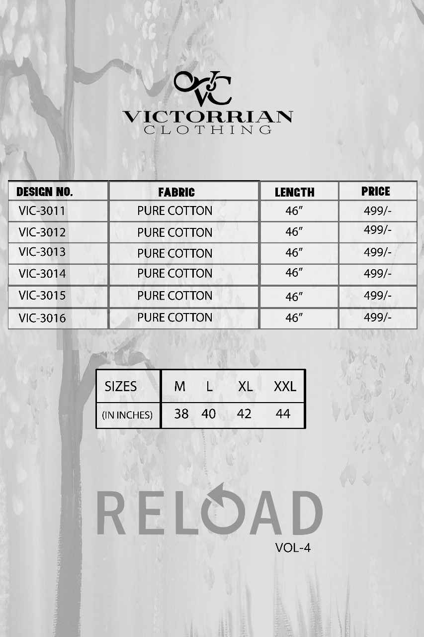 Reload Vol-4 By Victorrian Clothing 3011 To 3016 Series Stylish Beautiful Colorful Fancy Casual Wear & Ready To Wear Pure Cotton Printed Kurtis At Wholesale Price