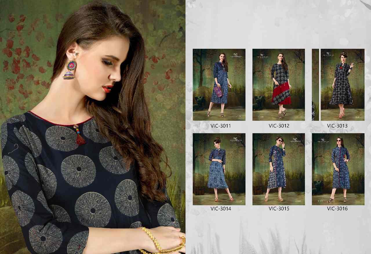 Reload Vol-4 By Victorrian Clothing 3011 To 3016 Series Stylish Beautiful Colorful Fancy Casual Wear & Ready To Wear Pure Cotton Printed Kurtis At Wholesale Price