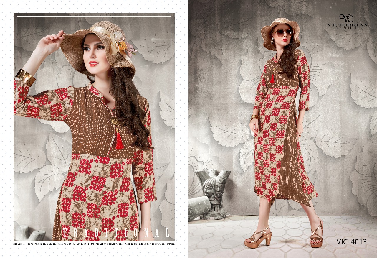 Reload Vol-5 By Victorrian Clothing 4011 To 4018 Series Beautiful Stylish Colorful Fancy Casual Wear & Ethnic Wear Vicscose Rayon Printed Kurtis At Wholesale Price