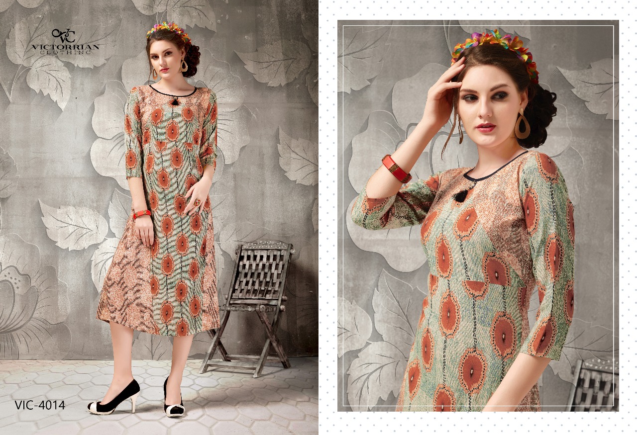 Reload Vol-5 By Victorrian Clothing 4011 To 4018 Series Beautiful Stylish Colorful Fancy Casual Wear & Ethnic Wear Vicscose Rayon Printed Kurtis At Wholesale Price