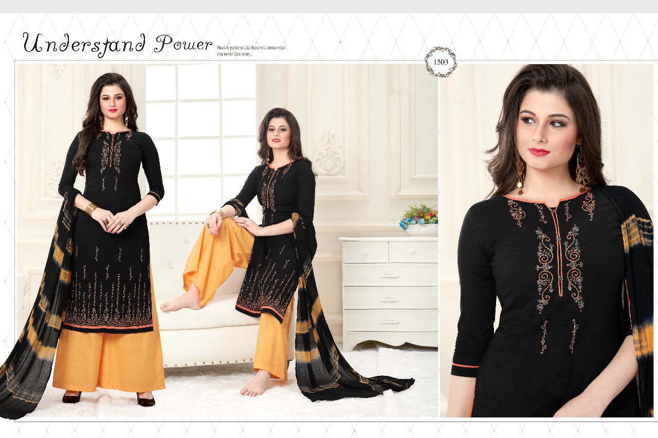 Rivaaz By Veera Tex 1501 To 1510 Series Beautiful Colorful Fancy Embroidered Work Ethnic Wear Suits Occasional Wear Cotton Cambric Dresses At Wholesale Price