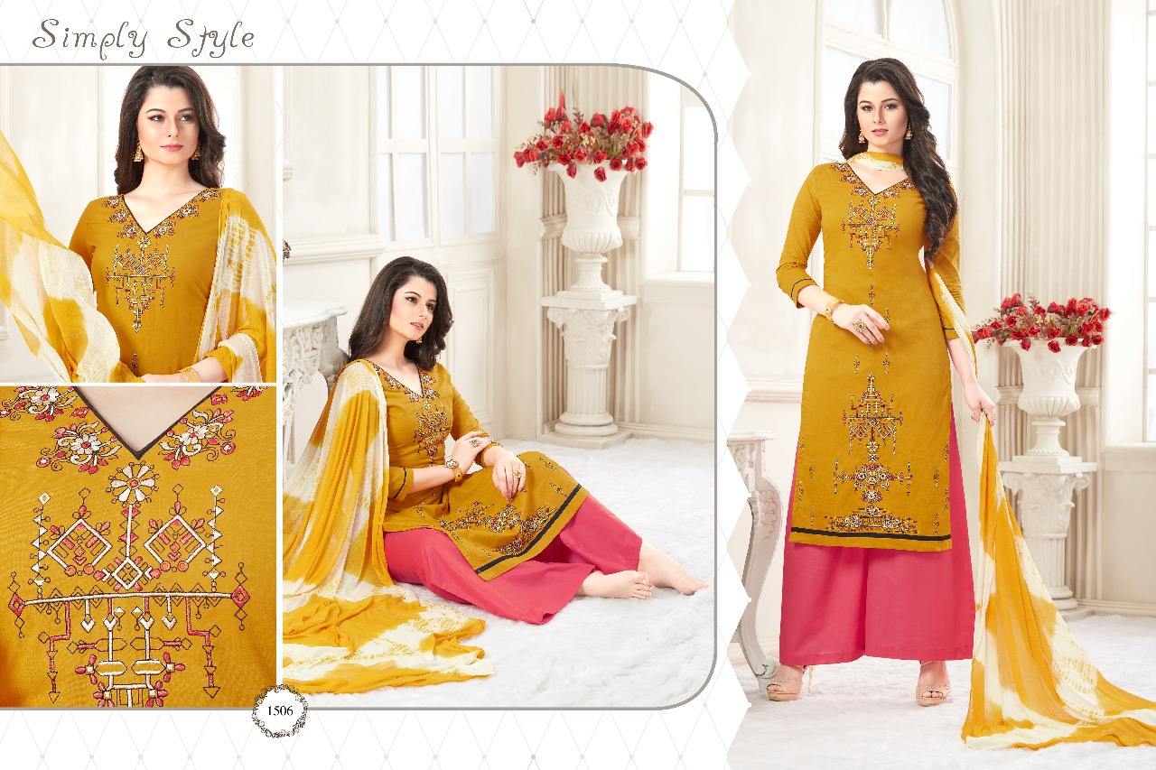 Rivaaz By Veera Tex 1501 To 1510 Series Beautiful Colorful Fancy Embroidered Work Ethnic Wear Suits Occasional Wear Cotton Cambric Dresses At Wholesale Price